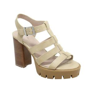 Charles by Charles David NIB Tumbled Smooth Leather Nude VERBAL Platform Sandals